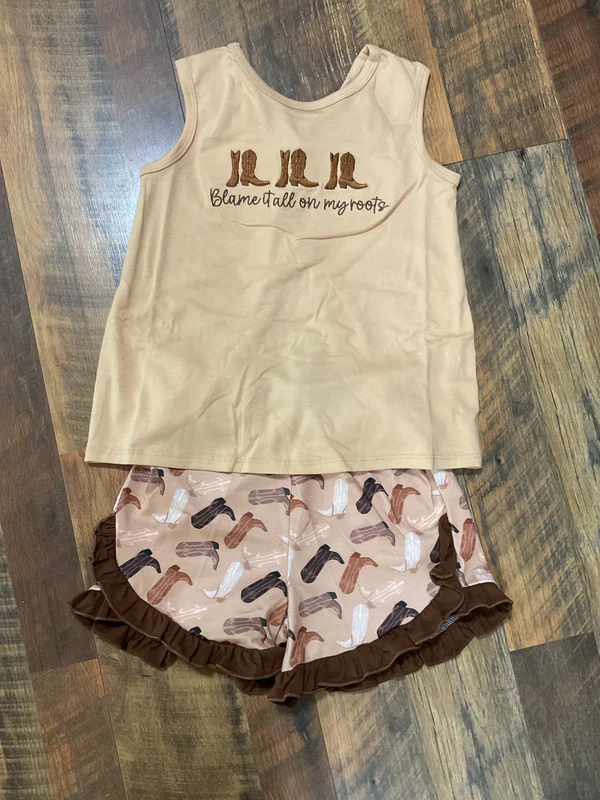 GSSO2919 Blame It all on my boots baby girls shorts set preorder