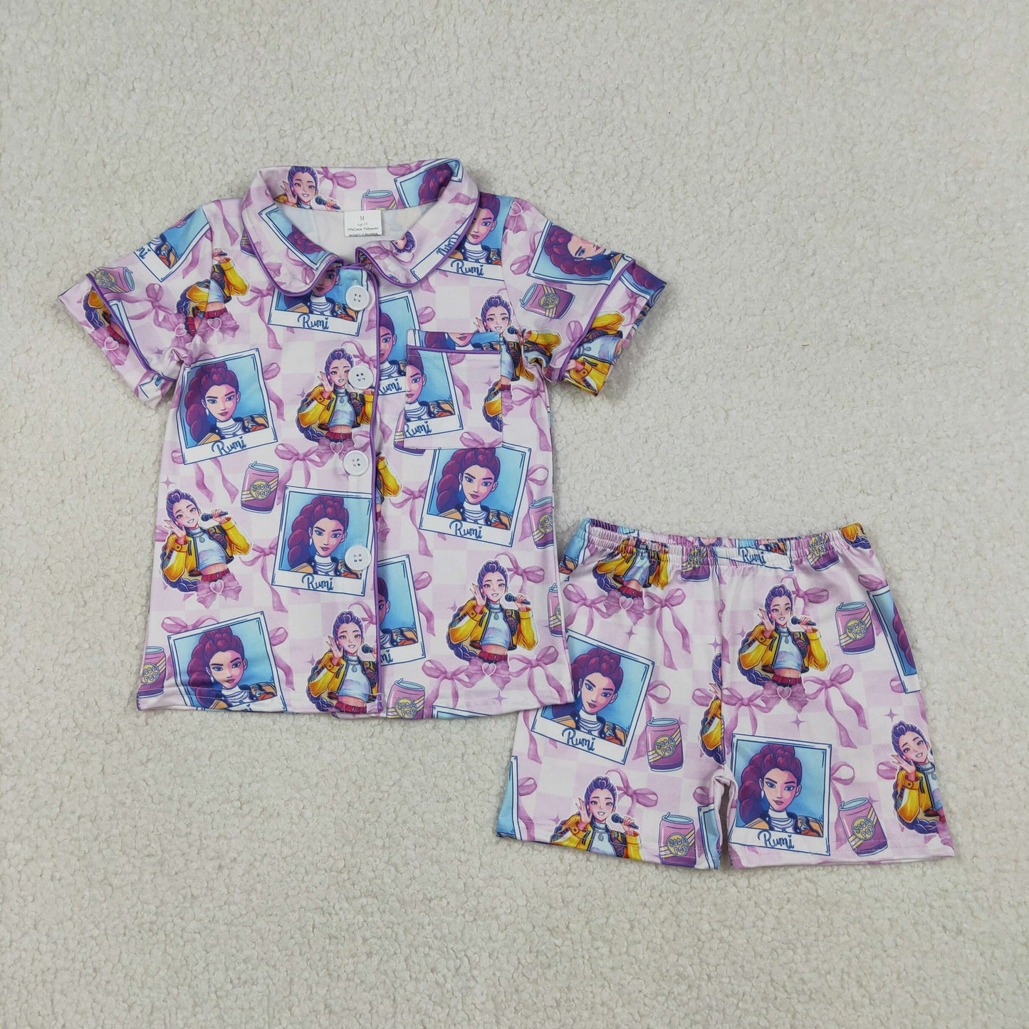 Mommy and Me Cartoon Kpop Violet Color Matching Clothing