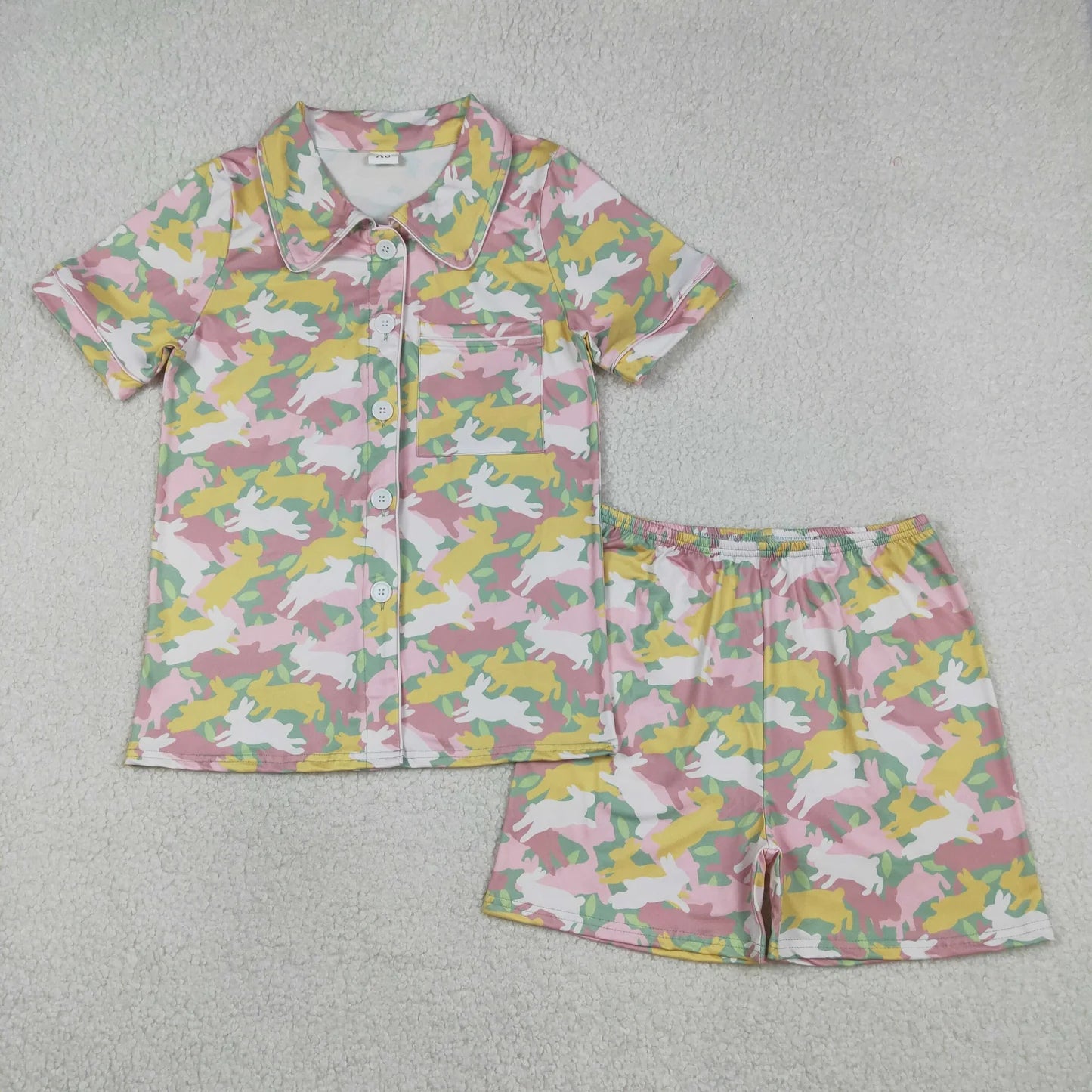 Mommy and Me Easter Camo Rabbit Pajamas /Dress Short Sleeve