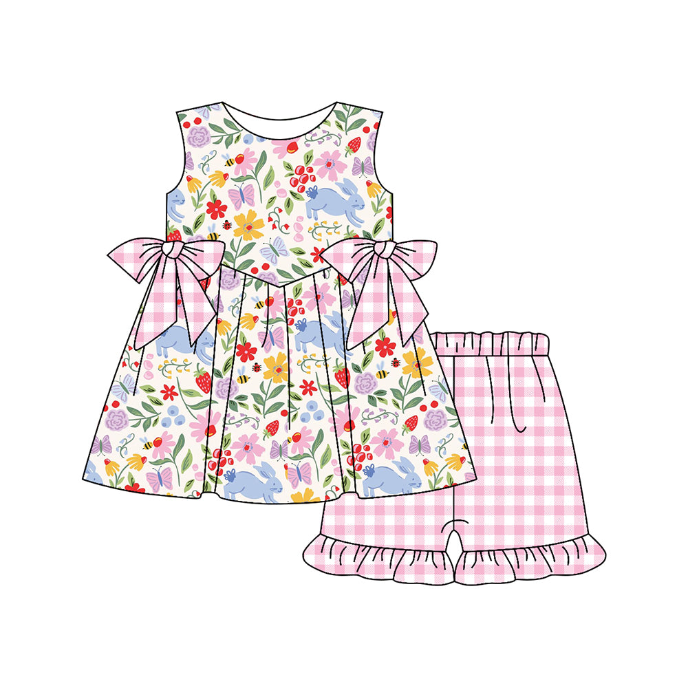 GSSO3016 Baby Girls Floral Rabbits Outfit Preorder