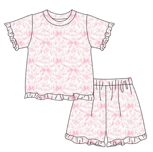 GSSO3320 Baby Girls Pink Bow Shorts Set Preorder