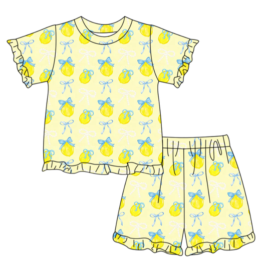 GSSO3326 Baby Girls Lemon Shorts Set Preorder