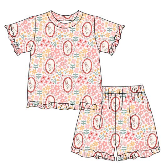 GSSO3331 Baby Girls Goose flowers Shorts Set Preorder