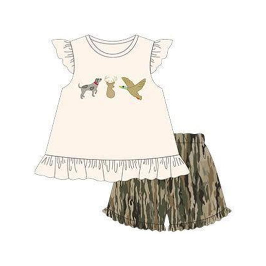 GSSO3335 Baby Girls Hunting Camo Shorts Set Preorder