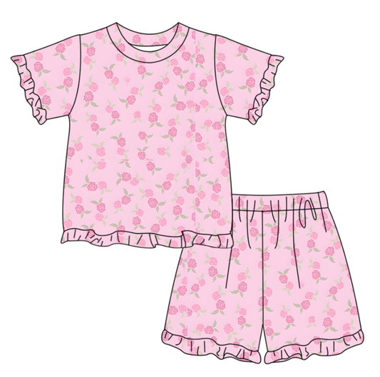GSSO3338 Baby Girls Rose Pink Shorts Set Preorder