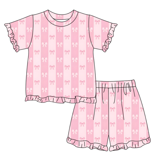 GSSO3340  Baby Girls Pink Flowers Shorts Set Preorder