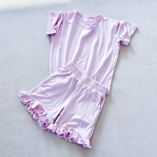 GSSO3350 Baby Girls Violet Short Sleeve Top With Shorts Set