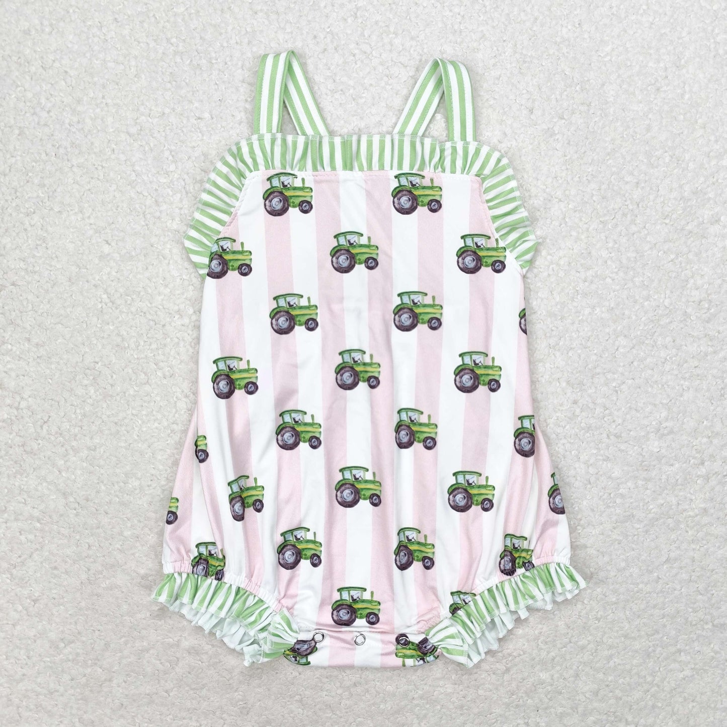 Newborn Baby Girls Farm Tractor Sleeveless Rompers