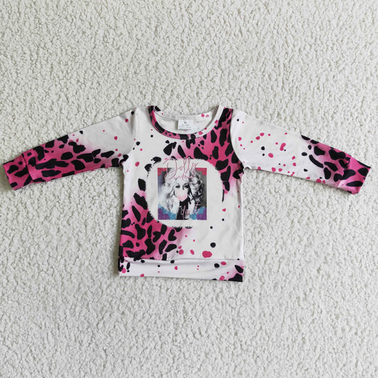 GT0010 Baby Girls Singer Leopard Print Long Sleeve Top On Sale