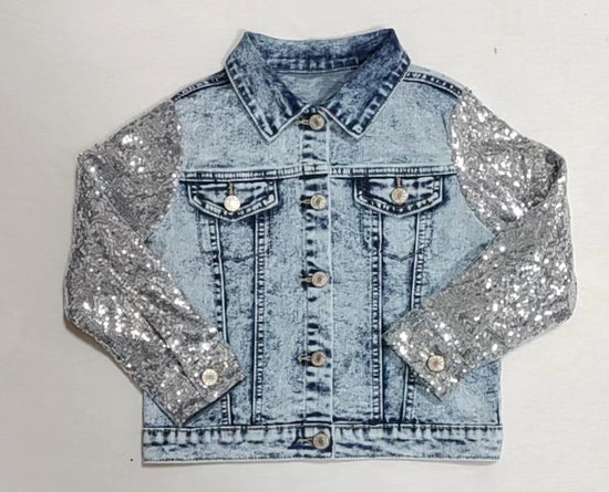 Baby Girls Light Denim Sequin Long Sleeve Jackets Cardigans