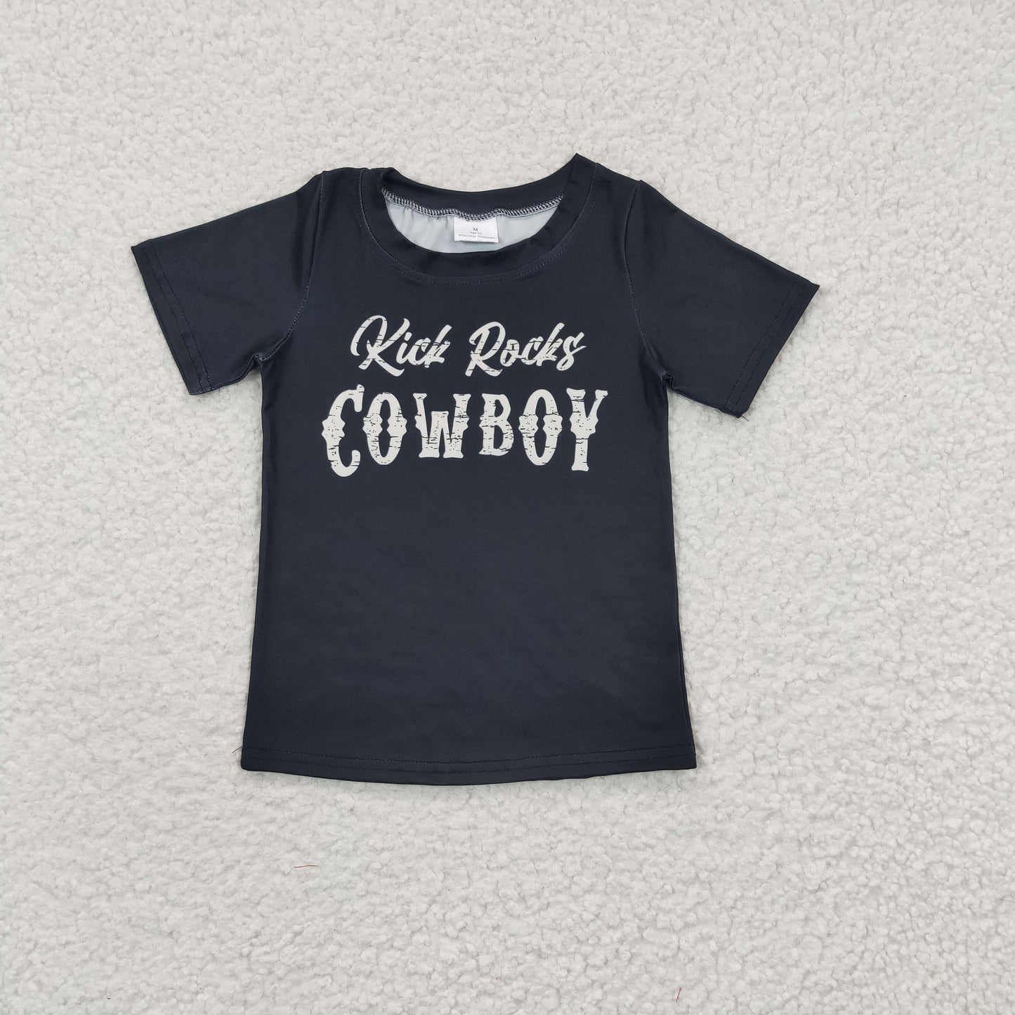 Baby Girls Rick Rocks Cowboy Black Short Sleeve Shirt Top