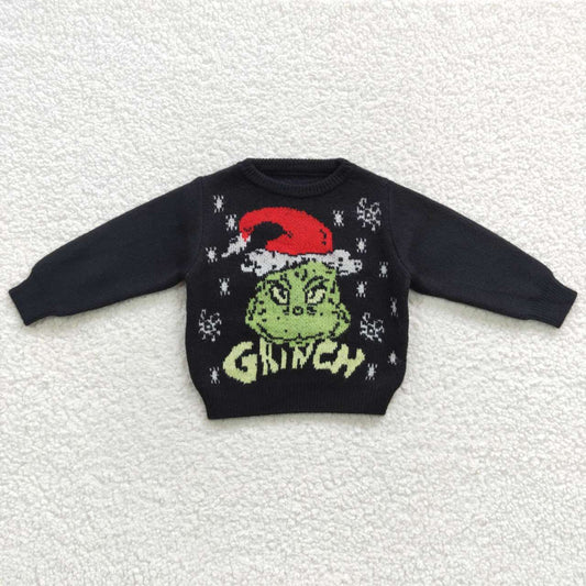 Christmas Green Cartoon Black Sweater