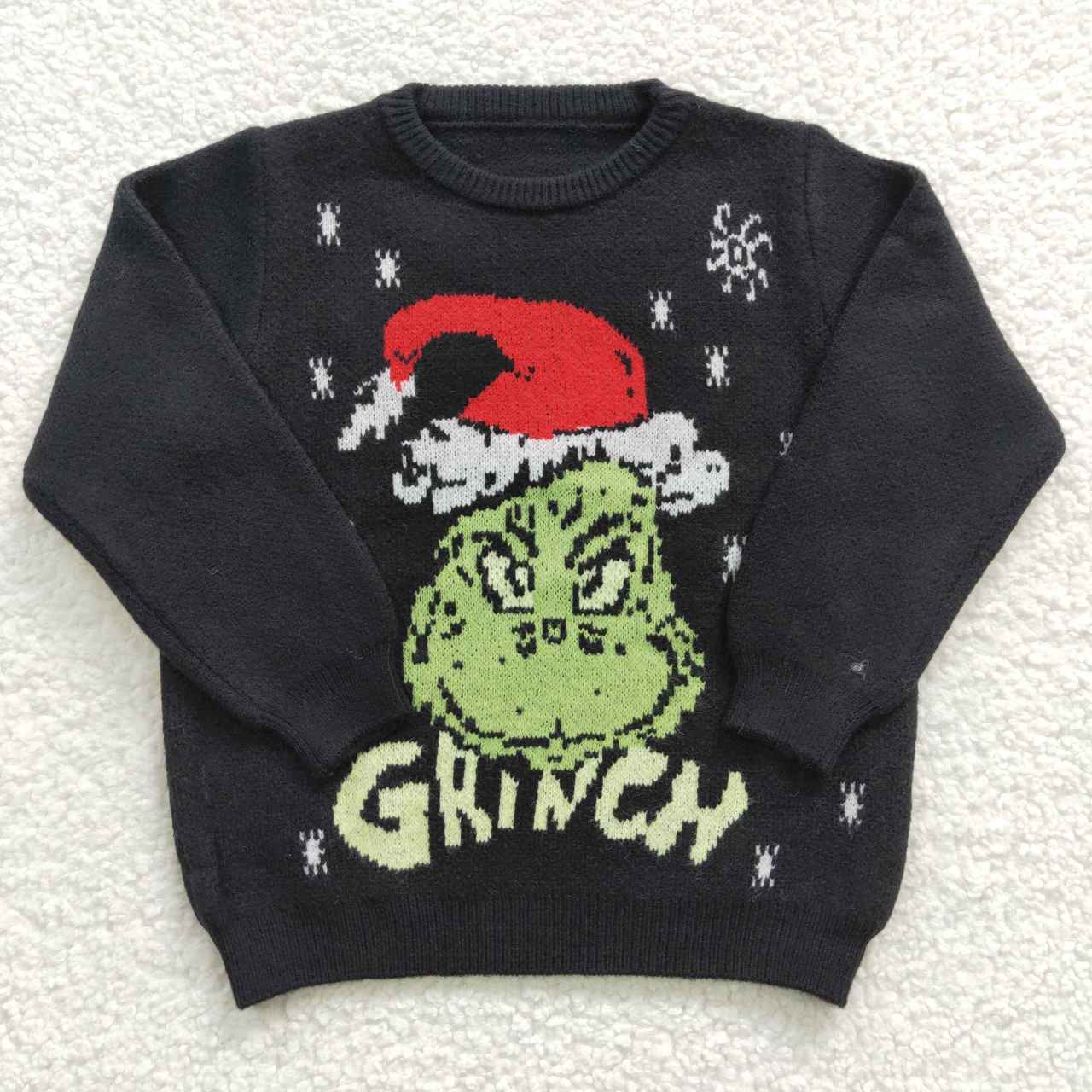 Christmas Green Cartoon Black Sweater