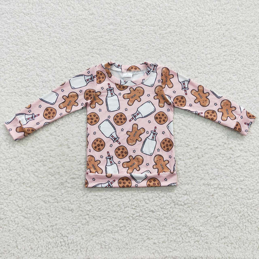 Baby Girls Christmas Milk Cookie  Snacks Long Sleeve Top