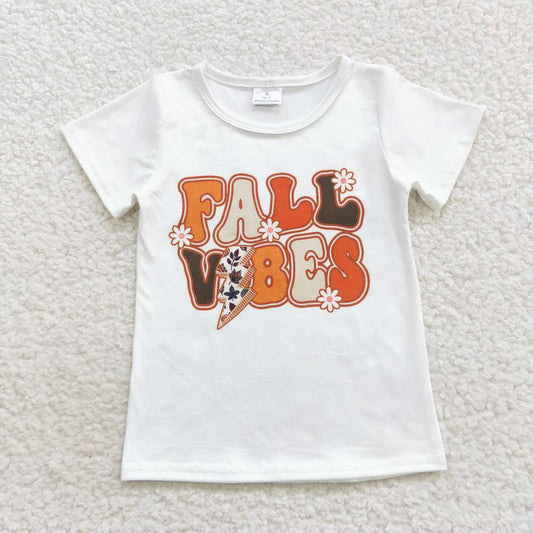 GT0277 Baby Girls Fall Vibes Short Sleeve T-shirt Top