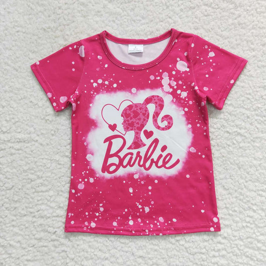 GT0293 Baby Girls Pink Doll Short Sleeve Tee Shirt Tops