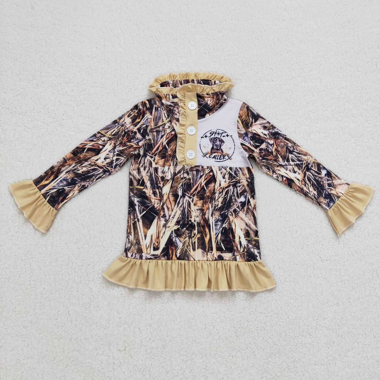 Baby Girls Boys Sibling Camo Hunting Dog Pullover Top