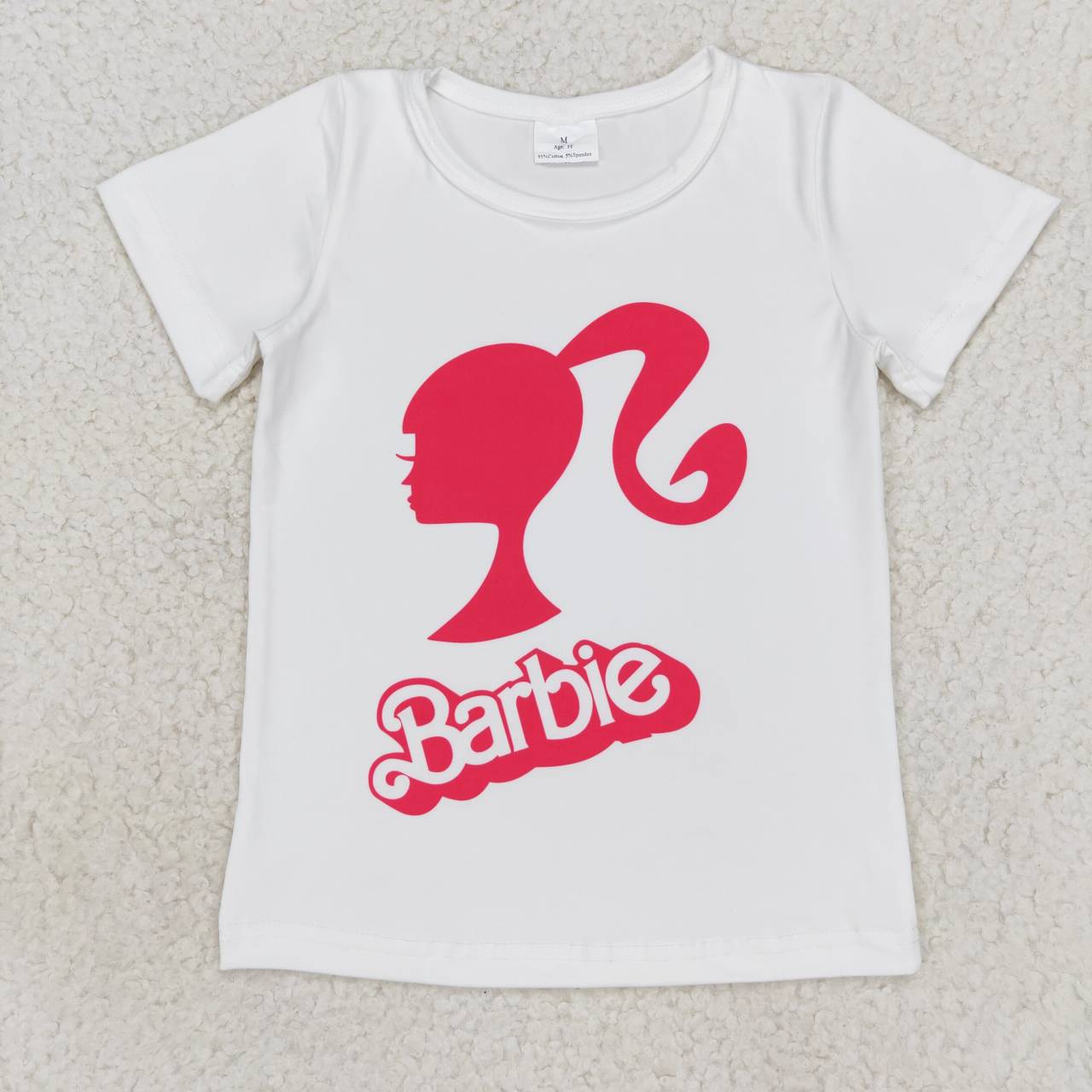 GT0344 Baby Girls White Doll Short Sleeve Tee Shirt Tops