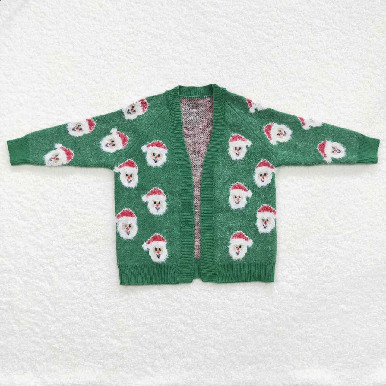 Kids Girls Christmas Santa Green Coat Sweater