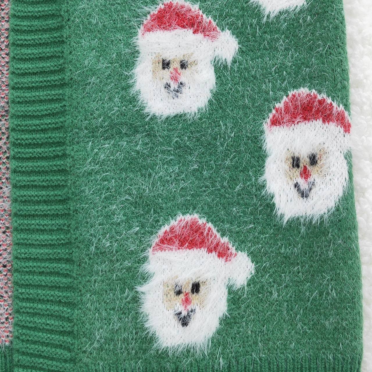 Kids Girls Christmas Santa Green Coat Sweater