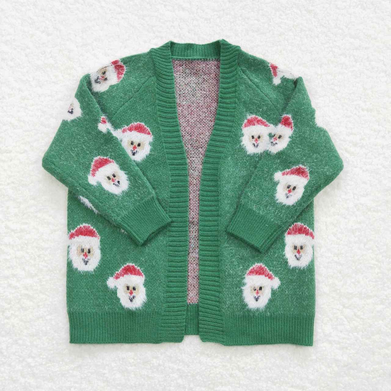 Kids Girls Christmas Santa Green Coat Sweater