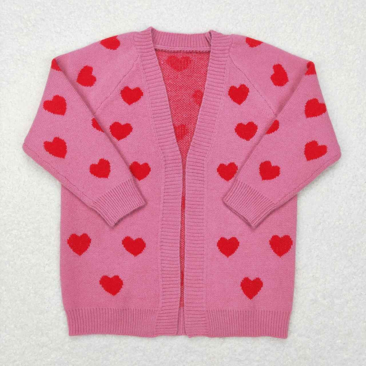 Baby Girls Valentines Hearts Pink Long Sleeve Sweaters