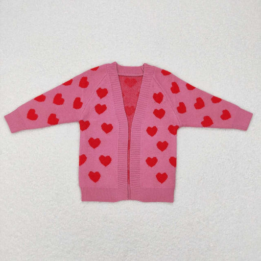 Baby Girls Valentines Hearts Pink Long Sleeve Sweaters