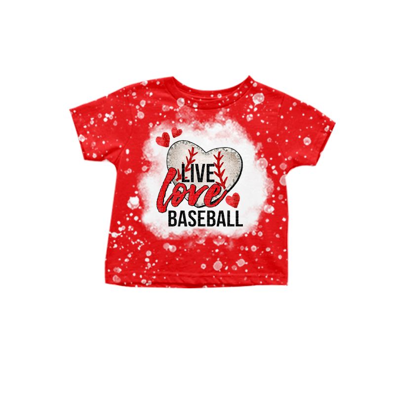 GT0445 GT0450 Live Love Baseball Baby Girls Short Sleeve T-shirt