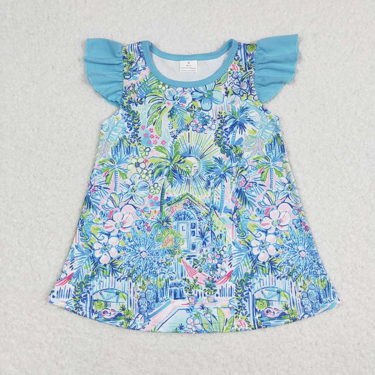 Baby Sibling Summer Blue Floral Outfit and Dress