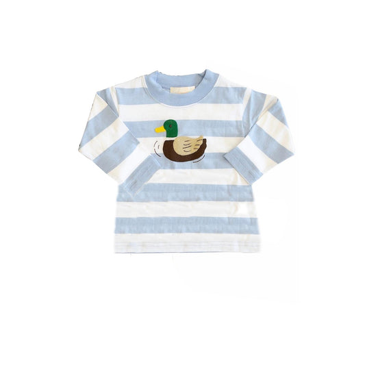 Kids Boys Cute Mallard Blue Striped Long Sleeve T-shirt Top Pre-order