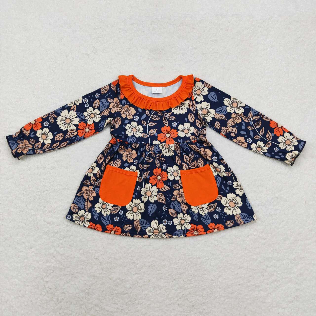 GT0691 Baby Girls Fall Floral Long Sleeve Tunic Top