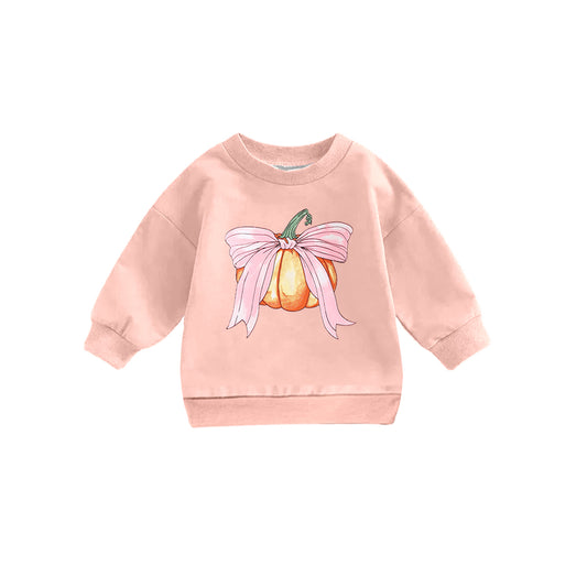 GT0692 Baby Girls Pumpkin Pink Bow Long Sleeve Top Pre-order