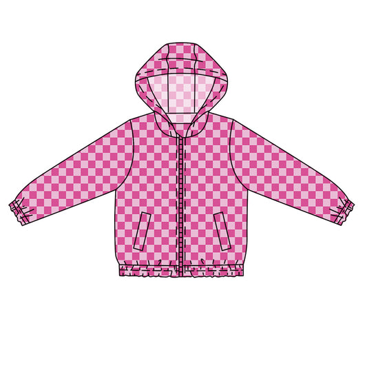 Baby Girls Hot Pink Checker Hoodie Jacket Pre-order