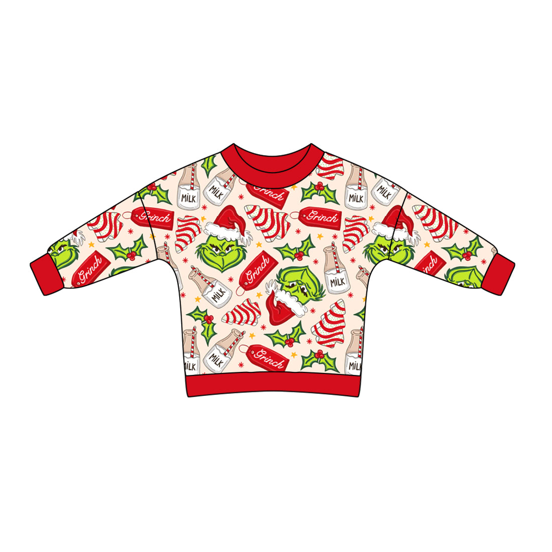 Baby Girls Christmas Green Face Long Sleeve Top Pre-order