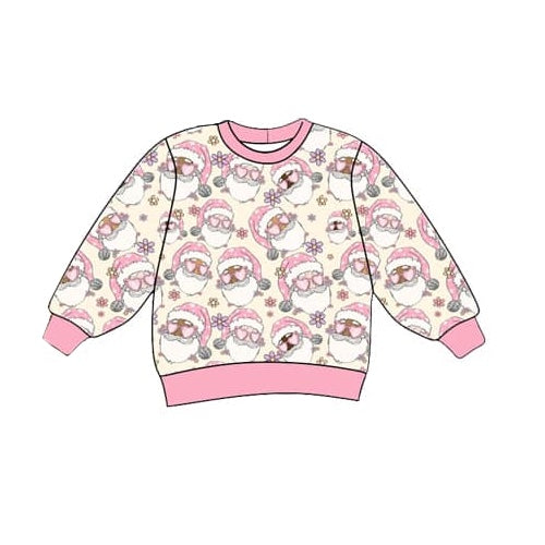 GT0729 Baby Girls Pink Christmas Santa Long Sleeve Top Pre-order