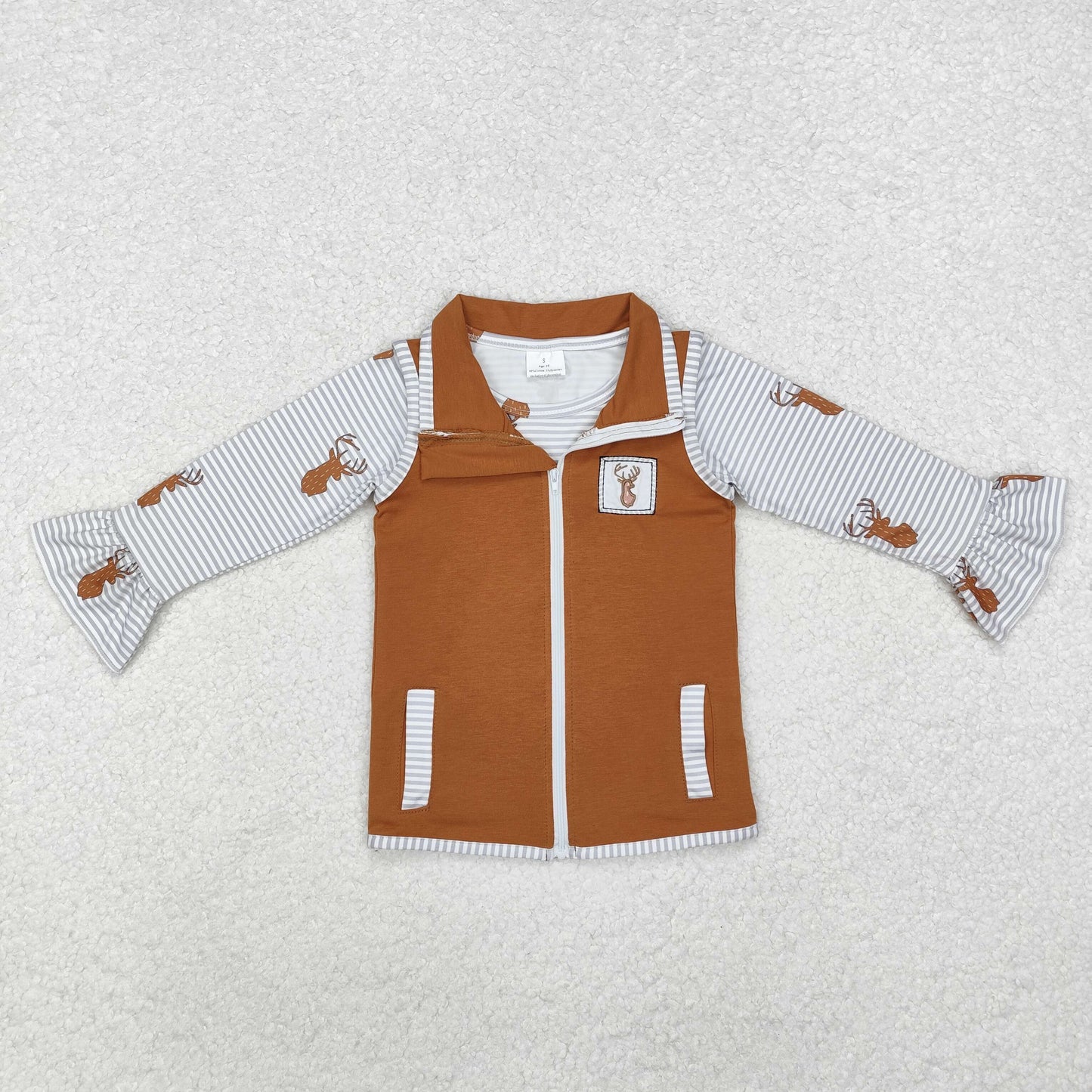 Baby Sibling Hunting Deer Vest and Shirt Top 2 pcs Set