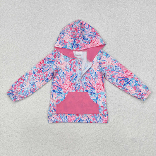 Baby Girls Hot Pink Floral Long Sleeve Hoodie Top