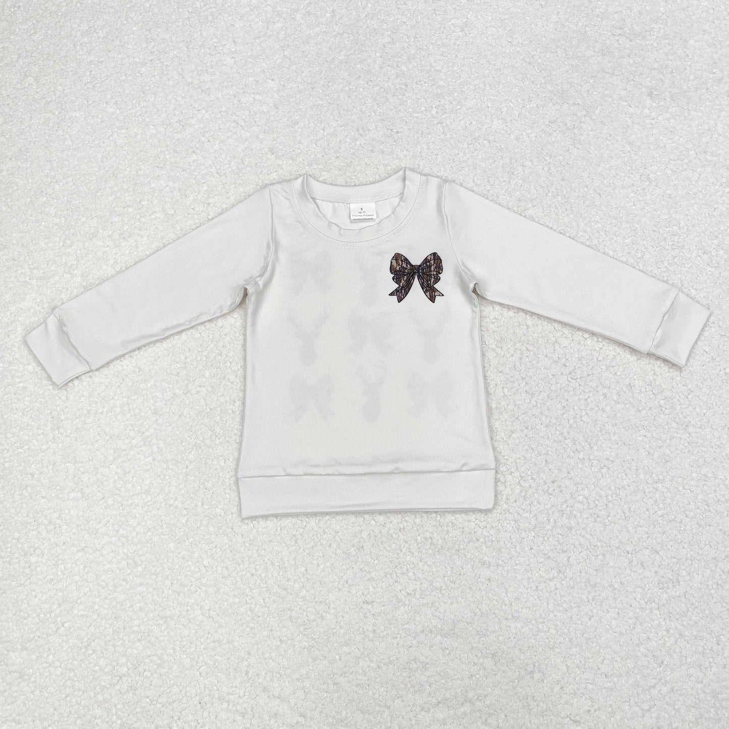 GT0760 Baby Girls Camo Bow Deer Long Sleeve Top