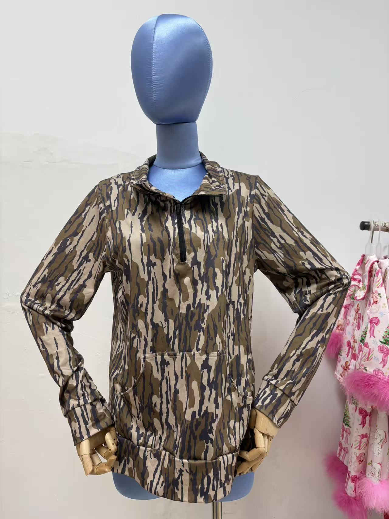 Mommy and Me Camo Long Sleeve Zippy Pullover Top