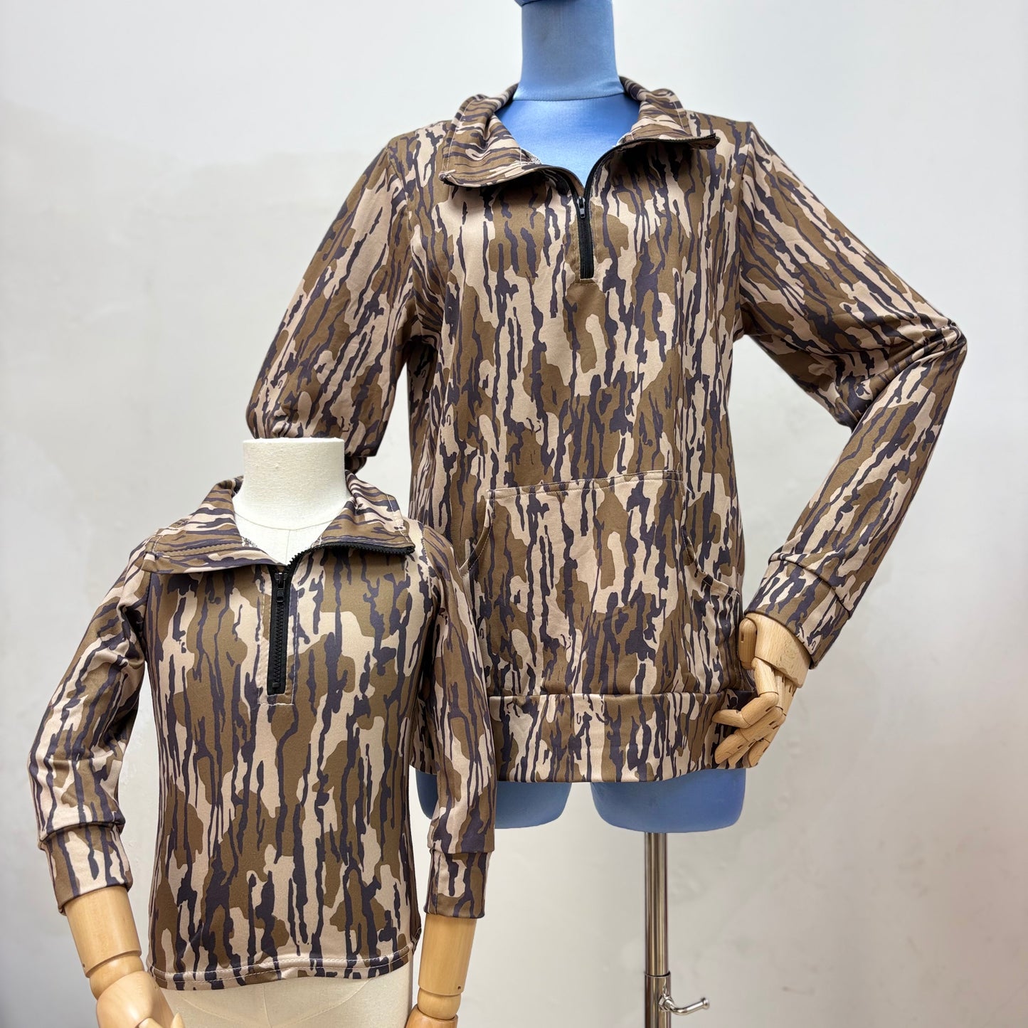 Mommy and Me Camo Long Sleeve Zippy Pullover Top