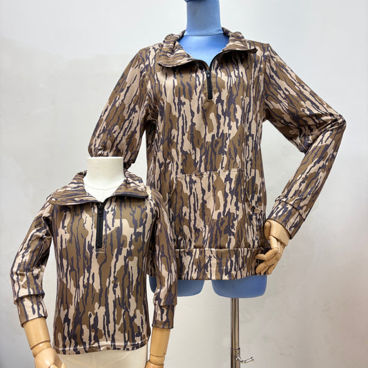 Mommy and Me Camo Long Sleeve Zippy Pullover Top
