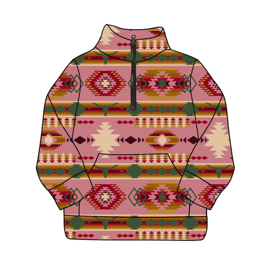 Toddler Girls Pink Aztec Pullover Top Preorder