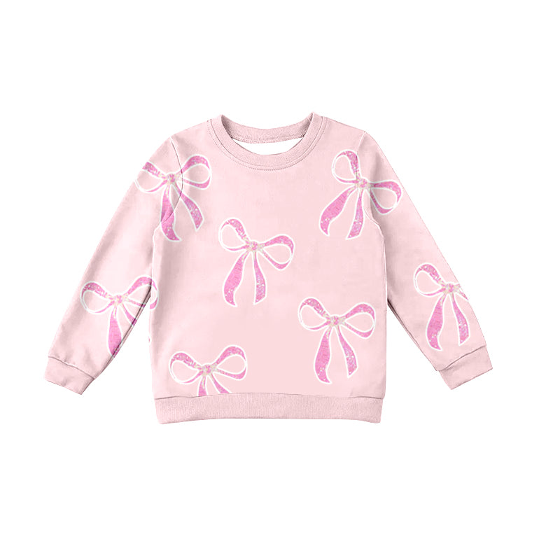 Adult  Women Long Sleeve Pink Bow Pullover Top Preorder