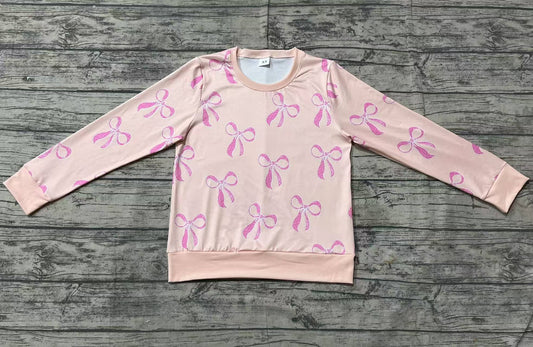 Baby Girls Pink Long Sleeves Bows Print Valentines Shirts Top Preorder