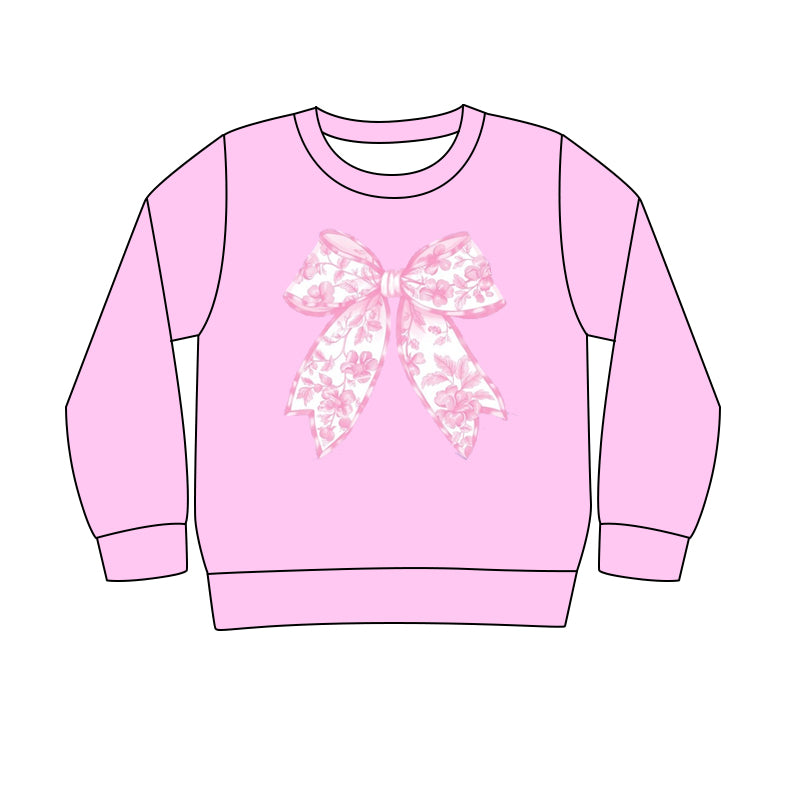 Adult  Women Long Sleeve Floral Bow Pullover Top Preorder