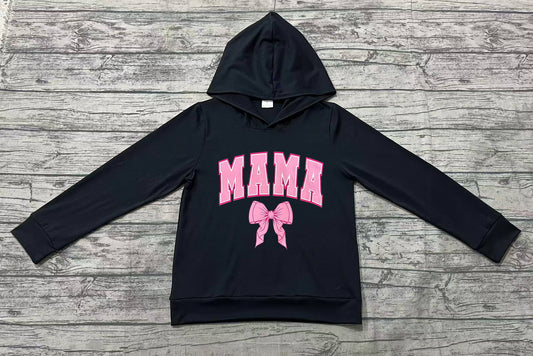 Adult Women Black Long Sleeves Pink Bow Mama Hoodie Top Preorder