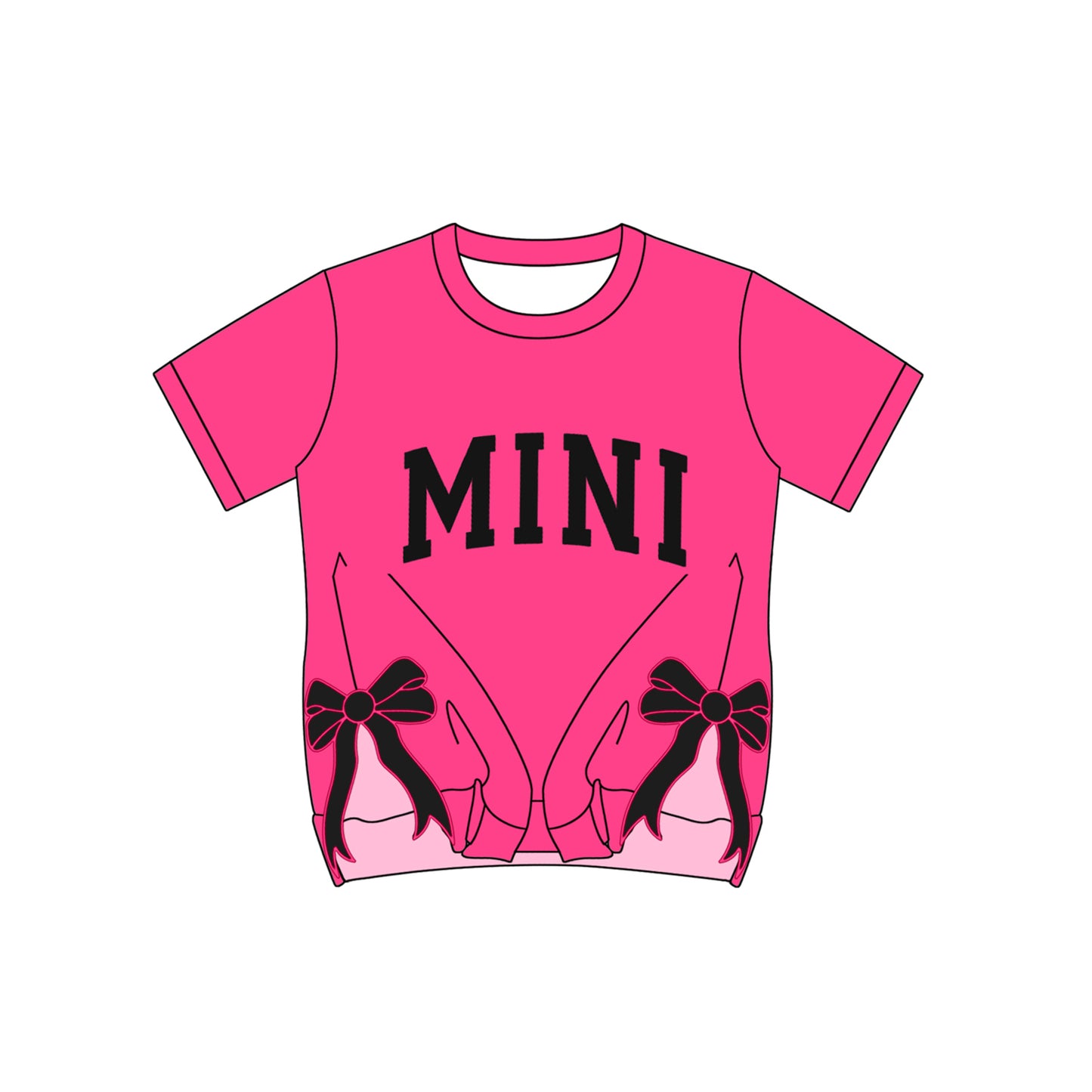 Baby Girls Hot Pink Short Sleeves MINI Bows Shirts Top Preorder