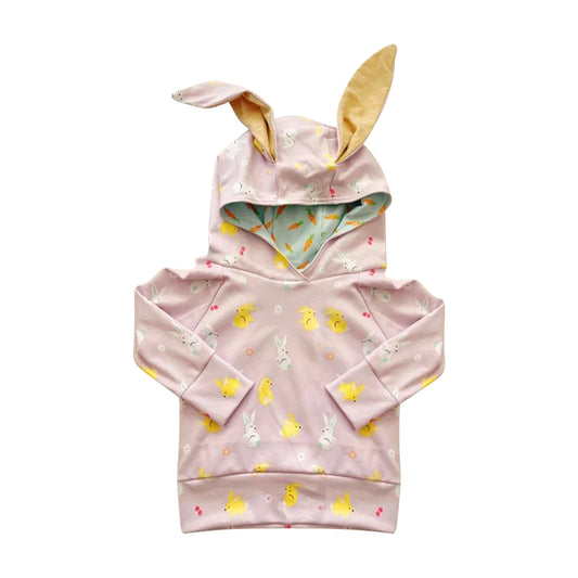 Baby Girls Pink Long Sleeves Bunny Eggs Easter Hoodies Top Preorder