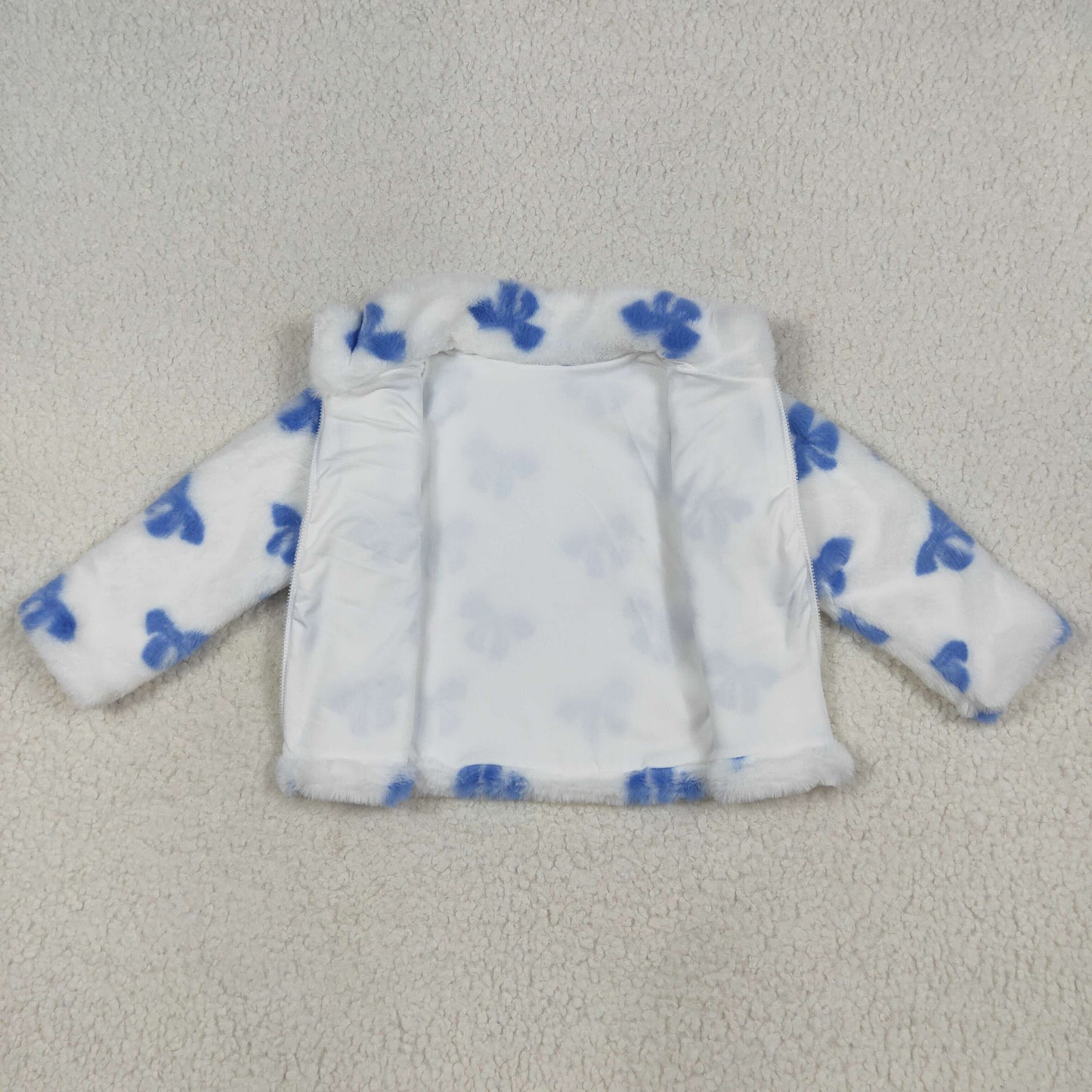 USA Shop GT1049 Kids Girls Blue Bow Warm Jacket Pullover Coat