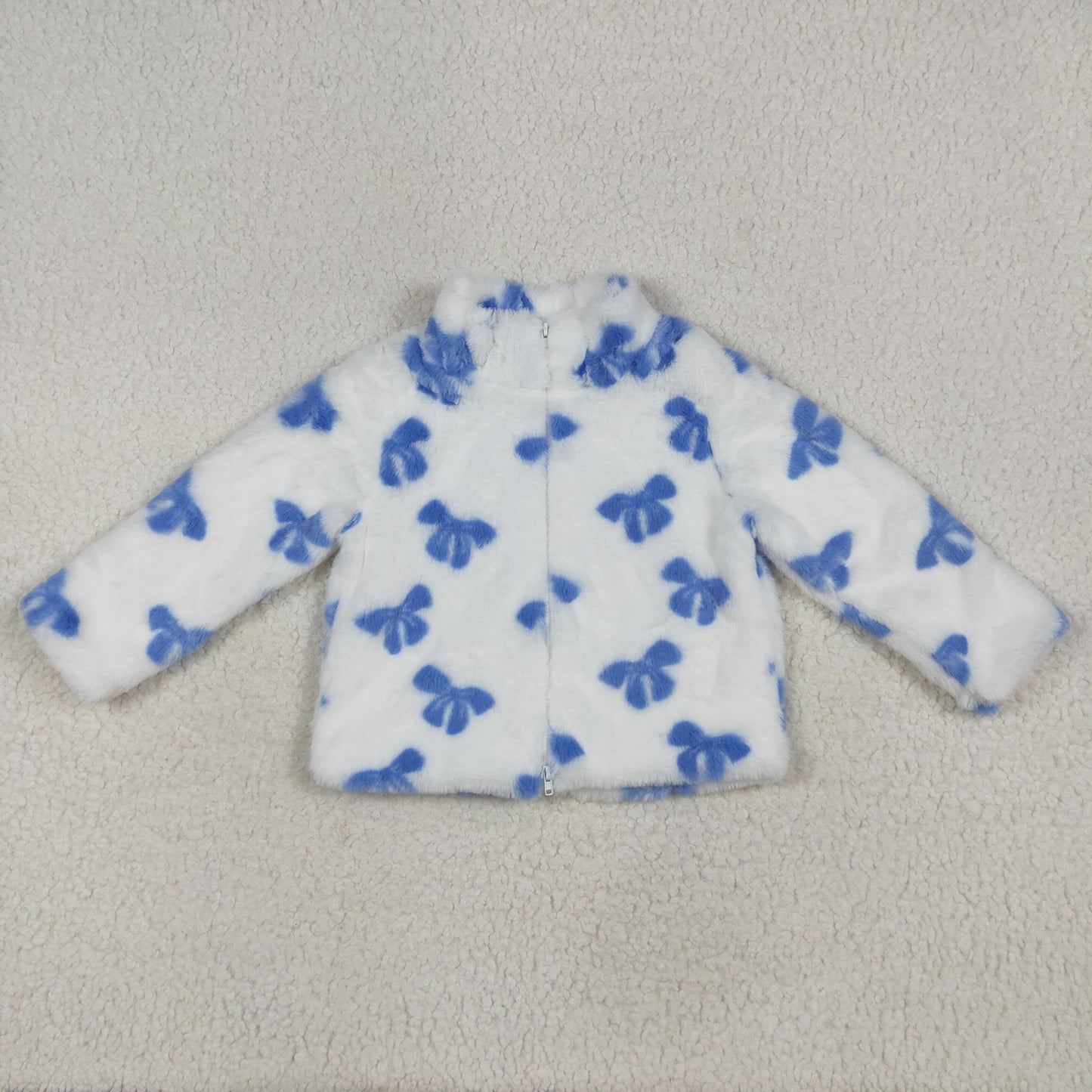 USA Shop GT1049 Kids Girls Blue Bow Warm Jacket Pullover Coat